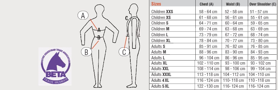 body-protector-size-chart