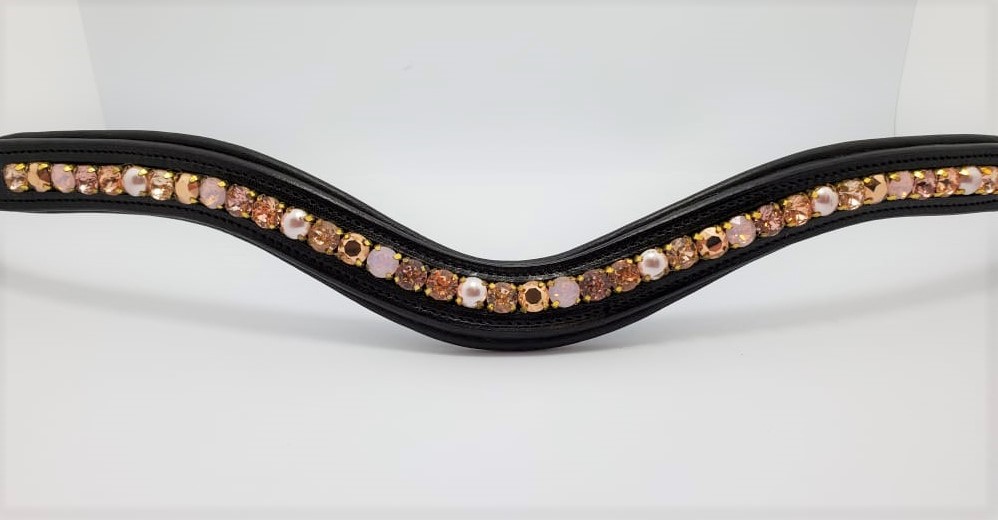 Details about   FSS GLISTEN 3 4 row Crystal PATENT Gloss Curve U Bling Classy JET BLACK Browband 
